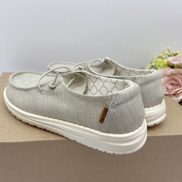 Hey Dude Wendy Linen Beige Slip On Shoe Big Kids/ Boys/ Girls Size EU 32/ US 13 - Picture 4 of 10